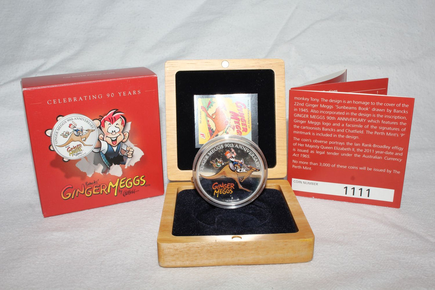 2011 Australia $1 Ginger Meggs 90th Anniversary Silver 1 Oz Proof Coin