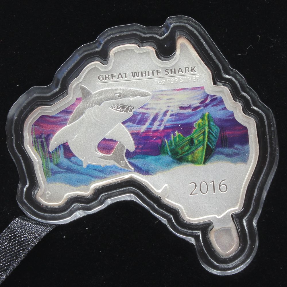 Australia 2016 $1 Great White 1 Oz Map Shaped Coin