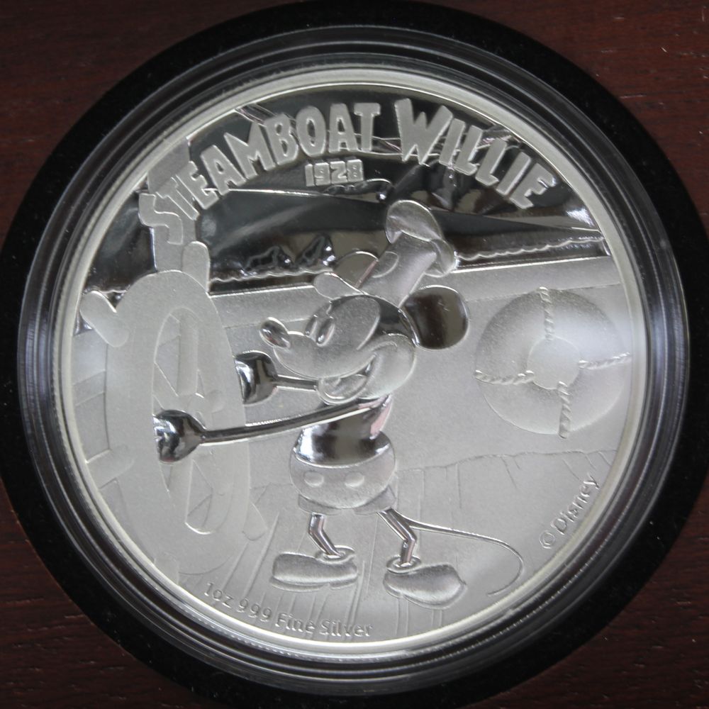 New Zealand 2014 Mickey Mouse Steamboat Willie 1oz Silver $2 Proof Coin