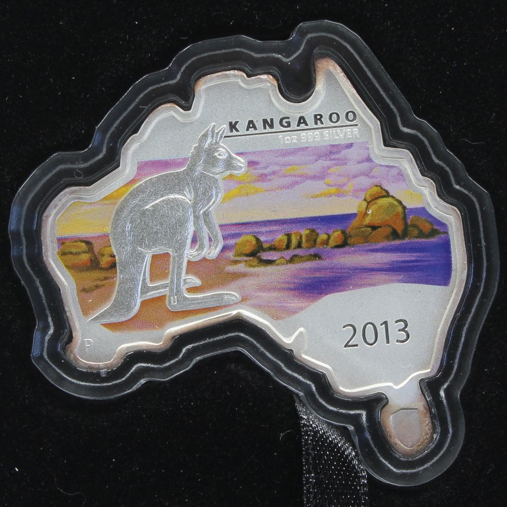 Australia 2013 $1 Kangaroo 1 Oz Map Shaped Coin