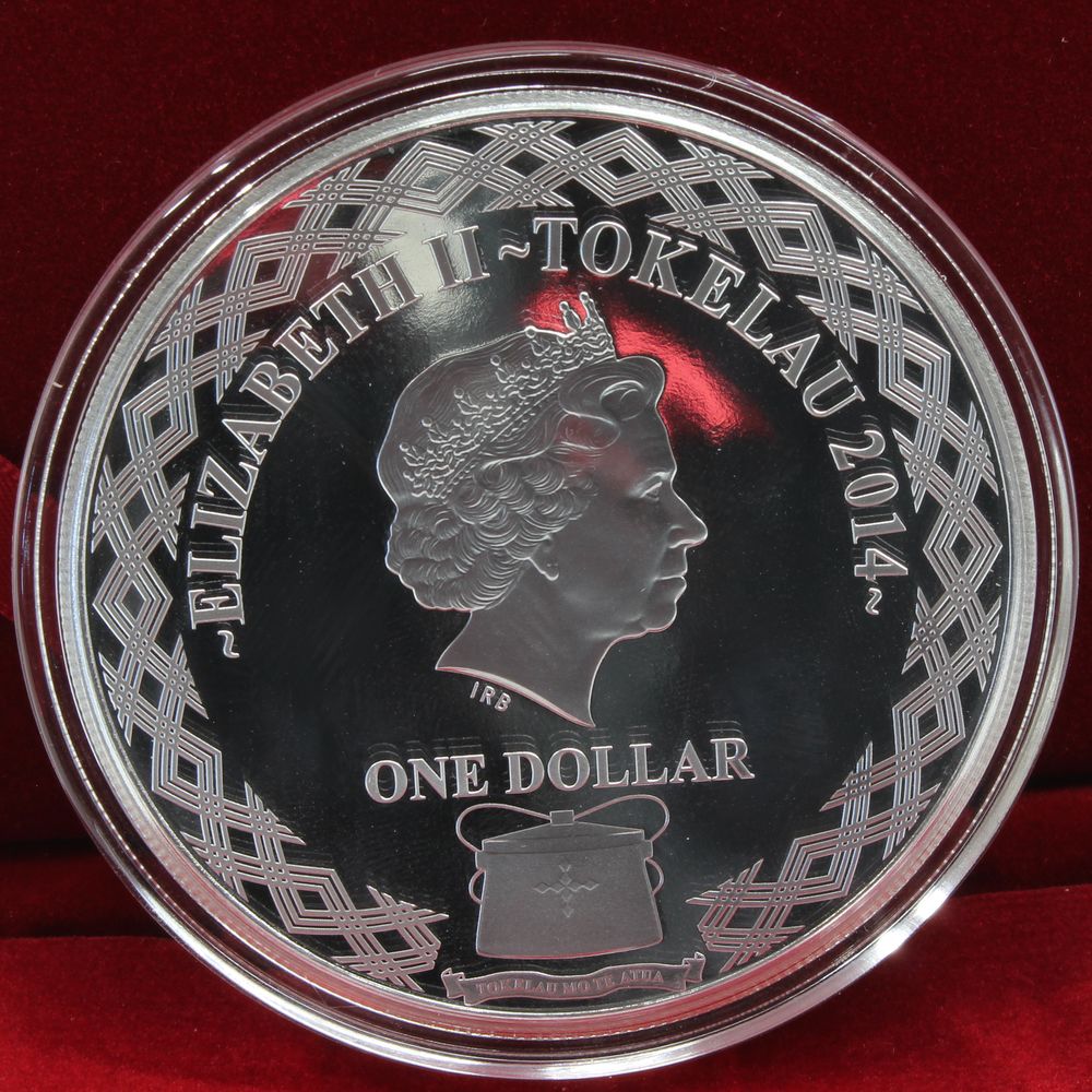 2014 Tokelau Islands Ying Yang Three Horses $1 Silver Coloured Proof Coin