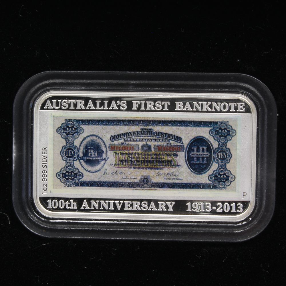2013 Australia 100Th Anniversary First Banknote 1 Oz Silver Proof Coin & Stamp