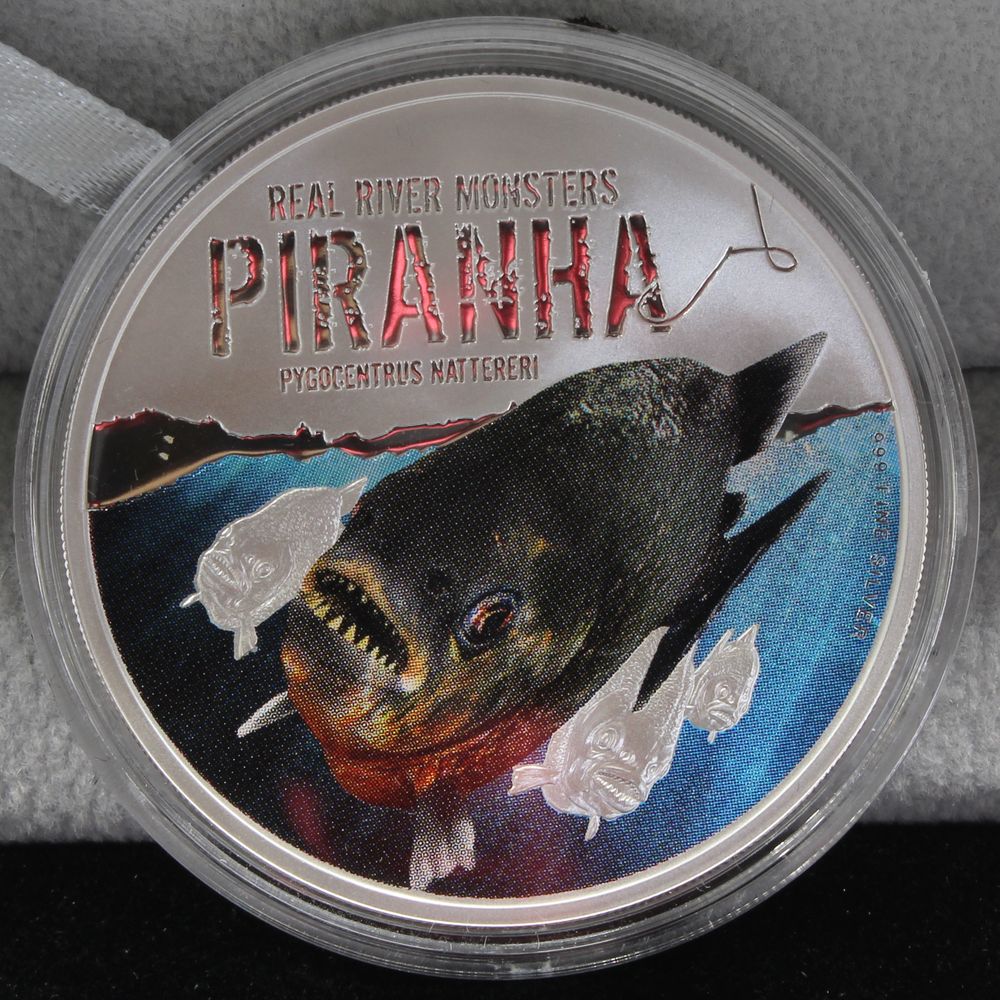 2013 Niue $2 Real River Monsters Piranha 1 oz Proof Silver Coin