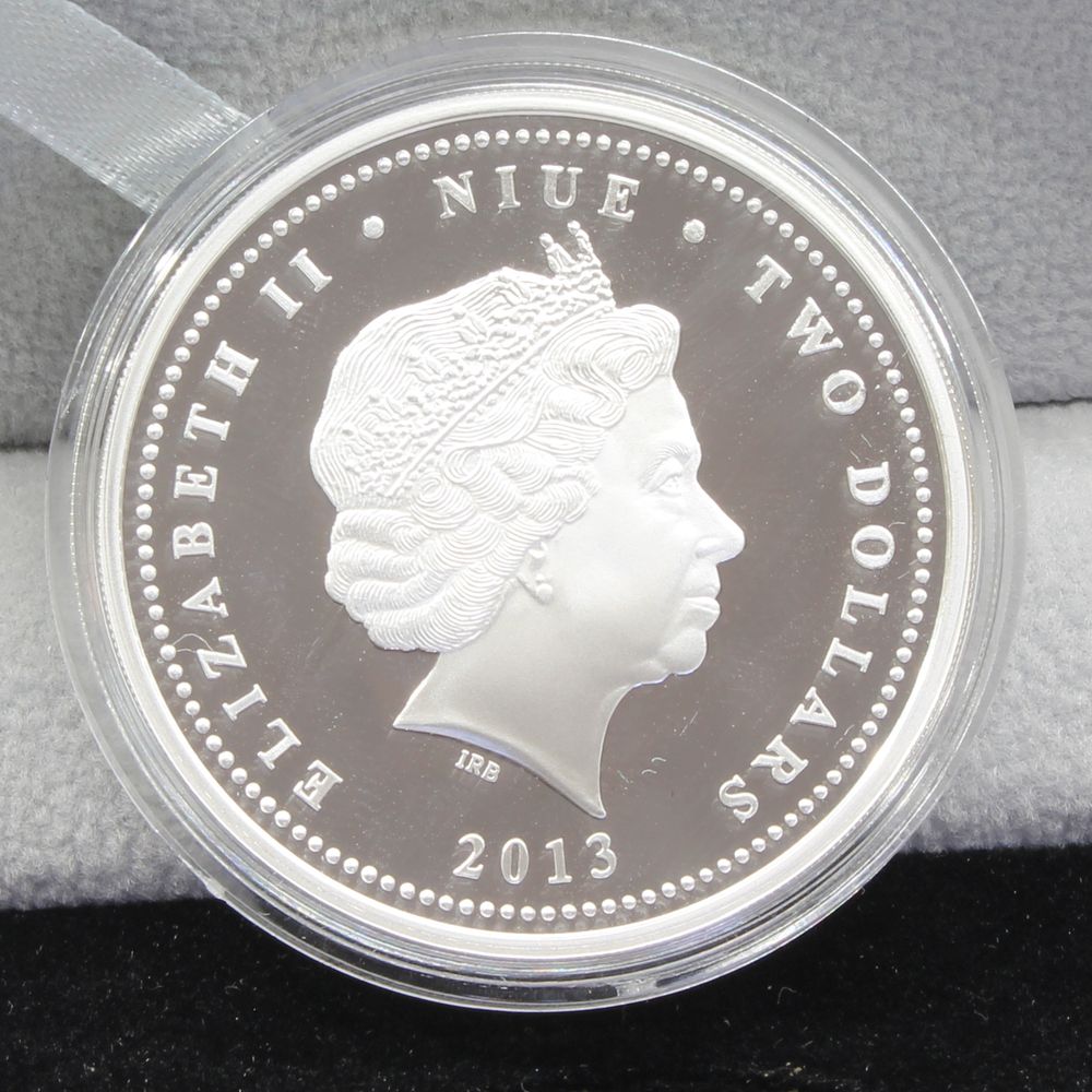 2013 Niue $2 Real River Monsters Piranha 1 oz Proof Silver Coin