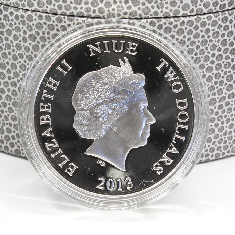 2013 Niue 1Oz Proof Silver $2 Coin Hammer Head Shark New Zealand Mint