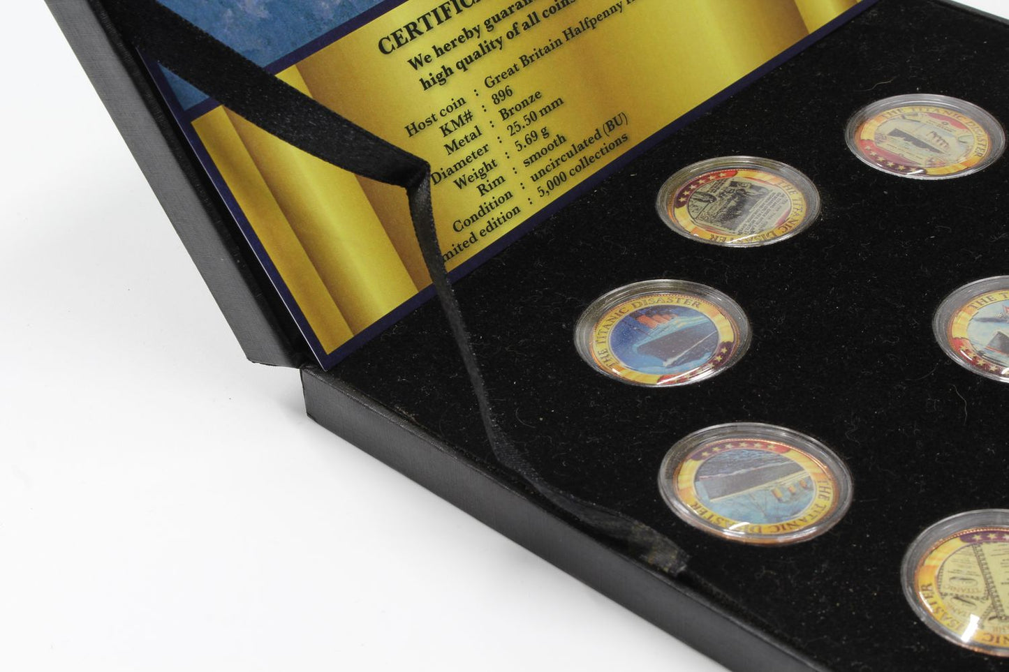 Great Britain Titanic 10 Coloured Elizabeth II Half Penny Coin Set