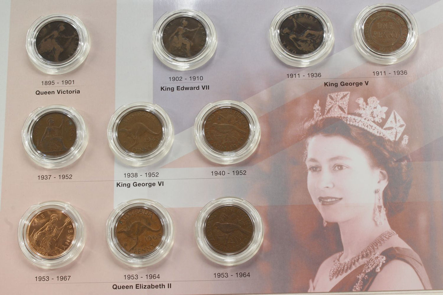 Pennies of the British Empire - 5x British, 3x Australian & 2x NZ Issued Pennies