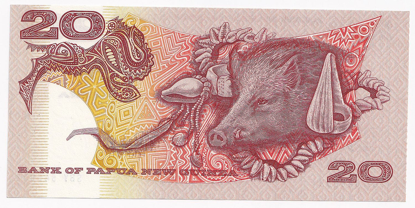 1989 Papua New Guinea 20 Kina P10a-UNC