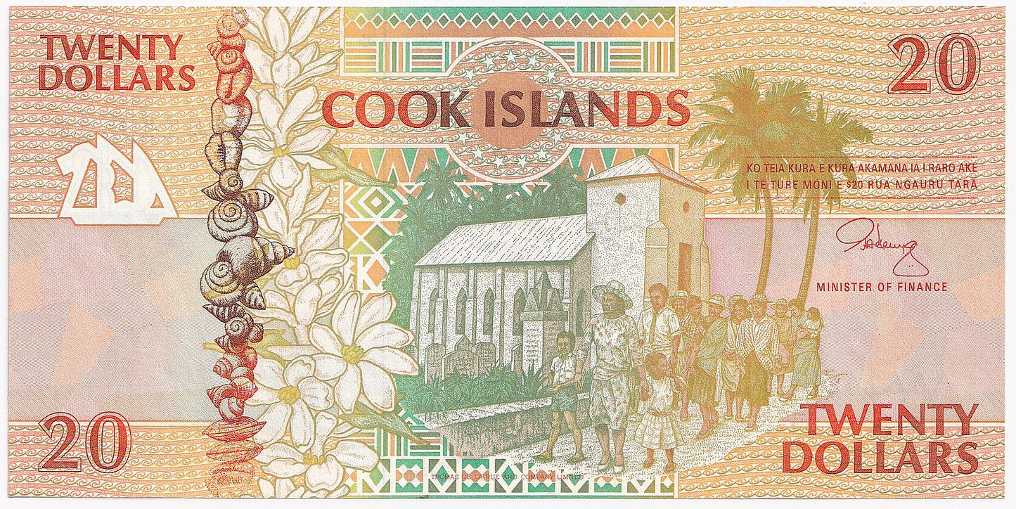 1992 Cook Islands $20 Note P9A-UNC