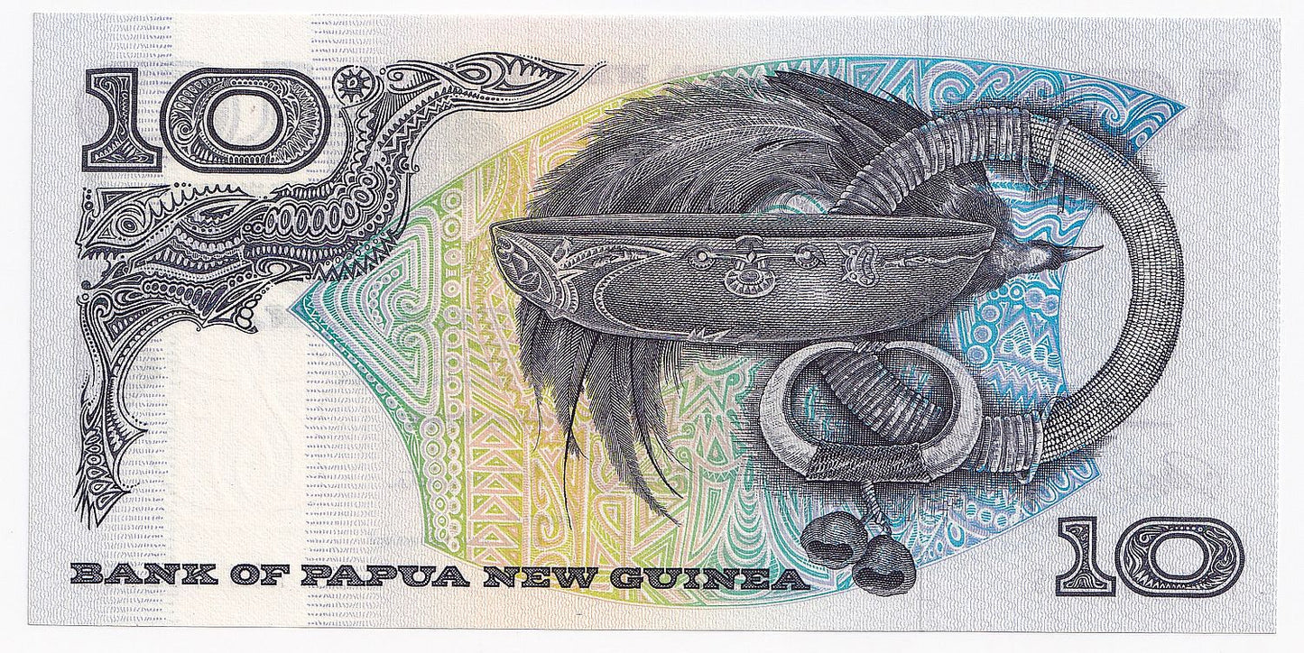 1985 Papua New Guinea 10 Kina P7a-UNC