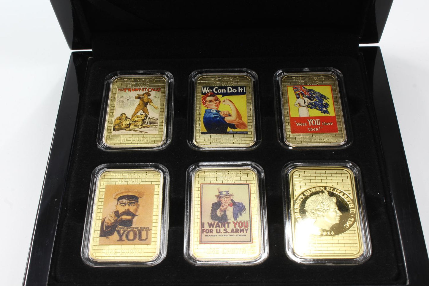 Tristan da Cunha 2014 One Crown War Poster Propaganda Gold Plated Bu Set