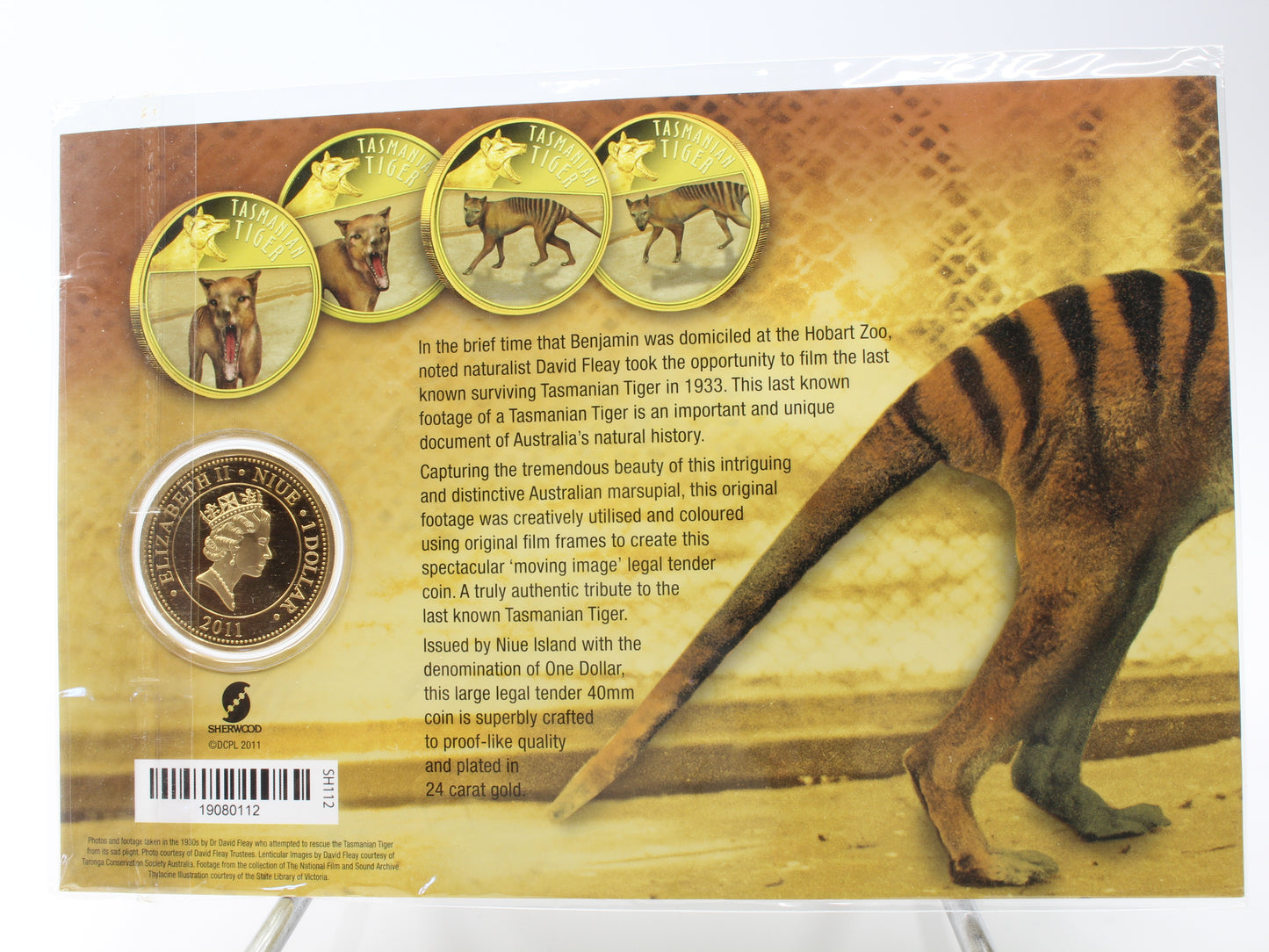 2011 Niue The Last Tasmanian Tiger $1 Uncirculated hologram coin