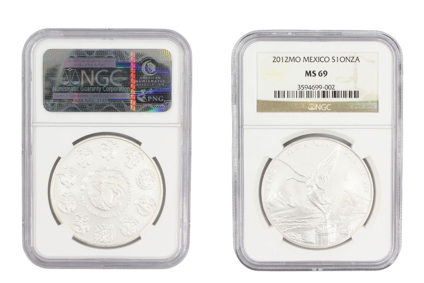 2012 Mexico Libertad 1 Onza Silver Coin NGC MS69