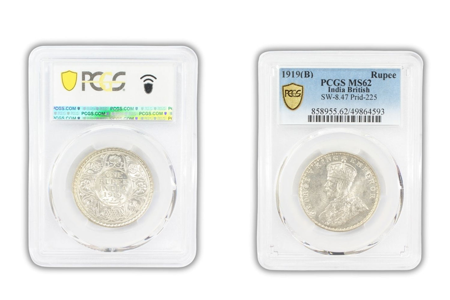 1919(B) British Rupee Coin PCGS MS 62