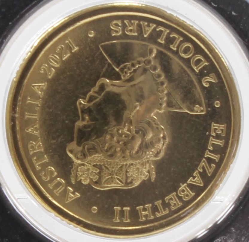 2021 Australia $2 C Mintmark Defending Country Coloured UNC Coin