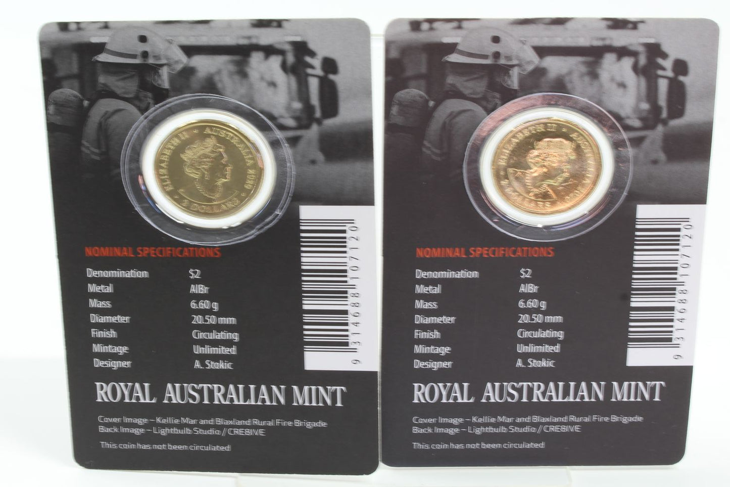 2020 Australia $2 Firefighters Brave Coloured Coin on Card