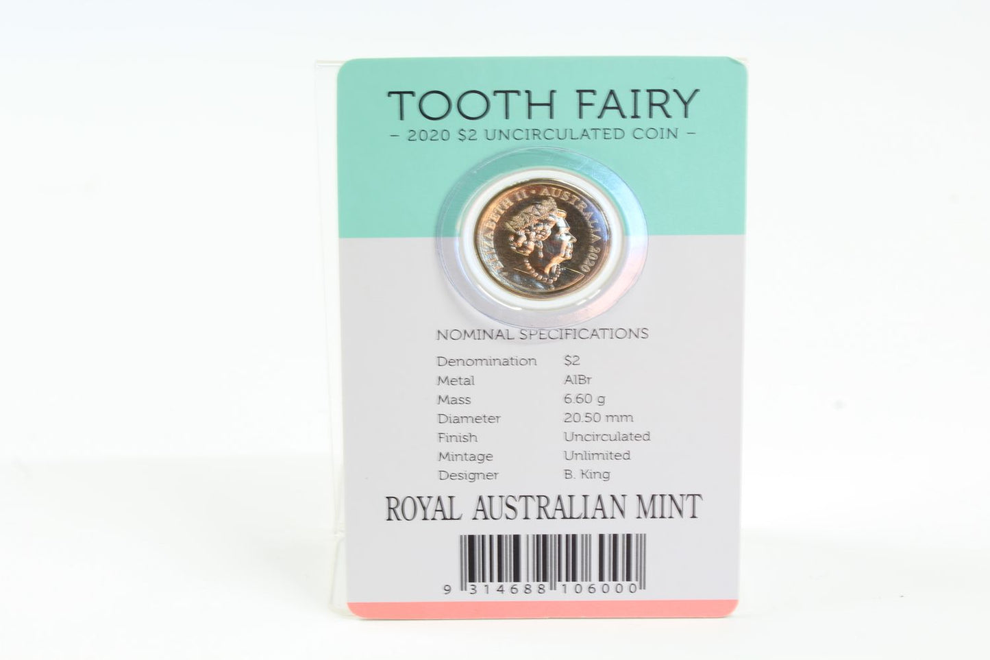 2020 Australia Tooth Fairy $2 UNC Coin On Card