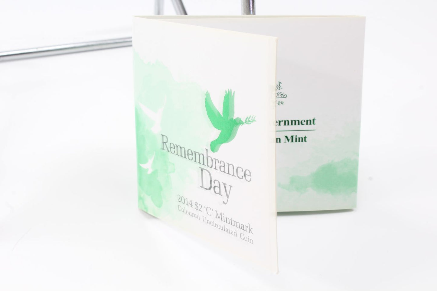 2014 Australia $2 Remembrance Day Coloured Coin On Card