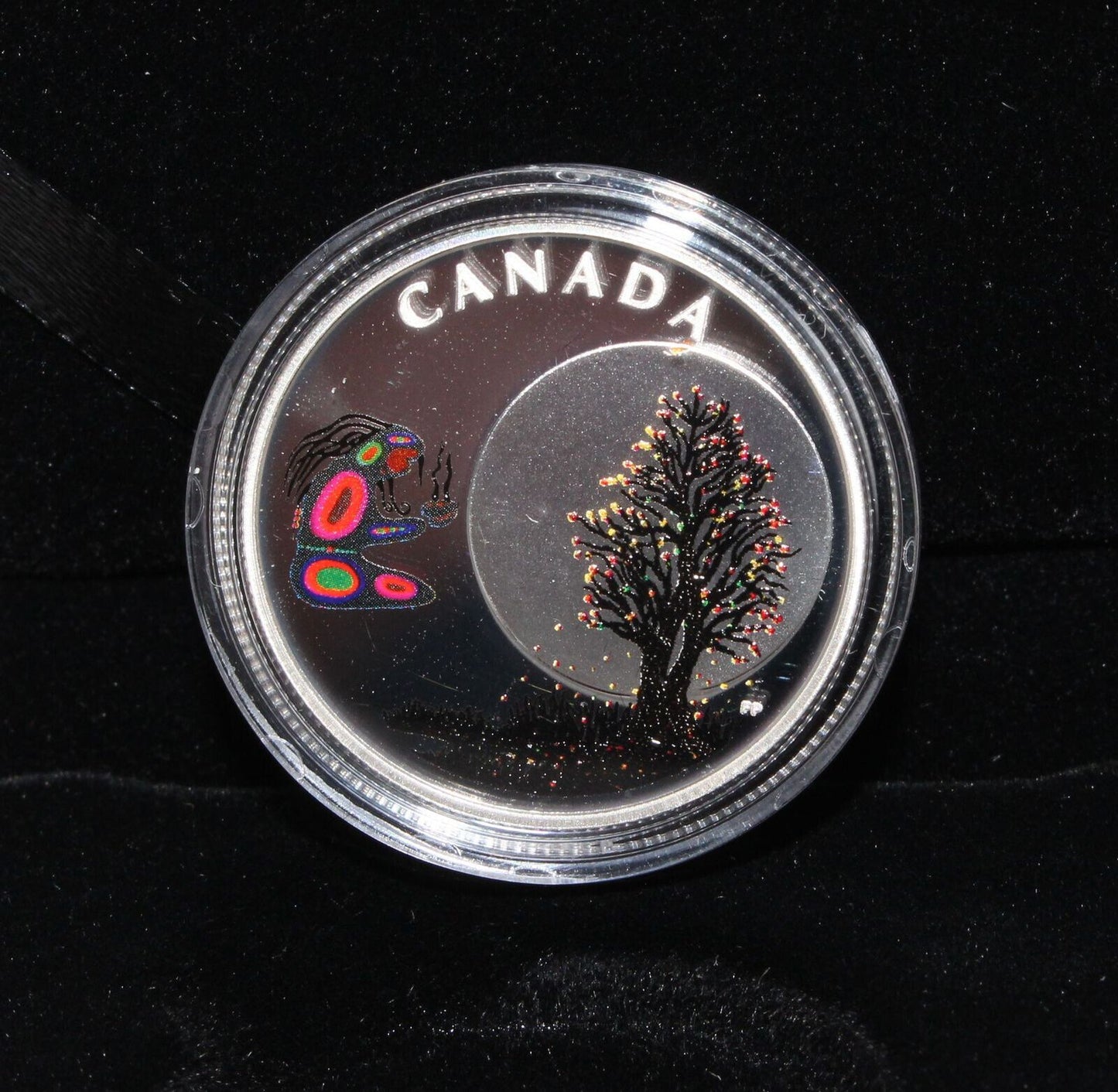 2018 Canada Silver 999 Thirteen Teachings Falling Leaves Moon $3 Colored Coin