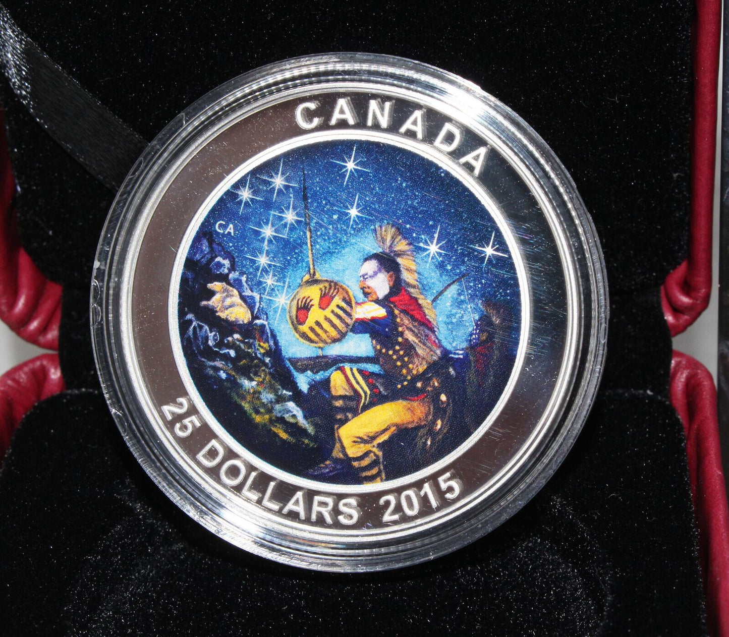 2015 Canada Silver 999 Star Charts The Wounded Bear $25 Colored Proof Coin