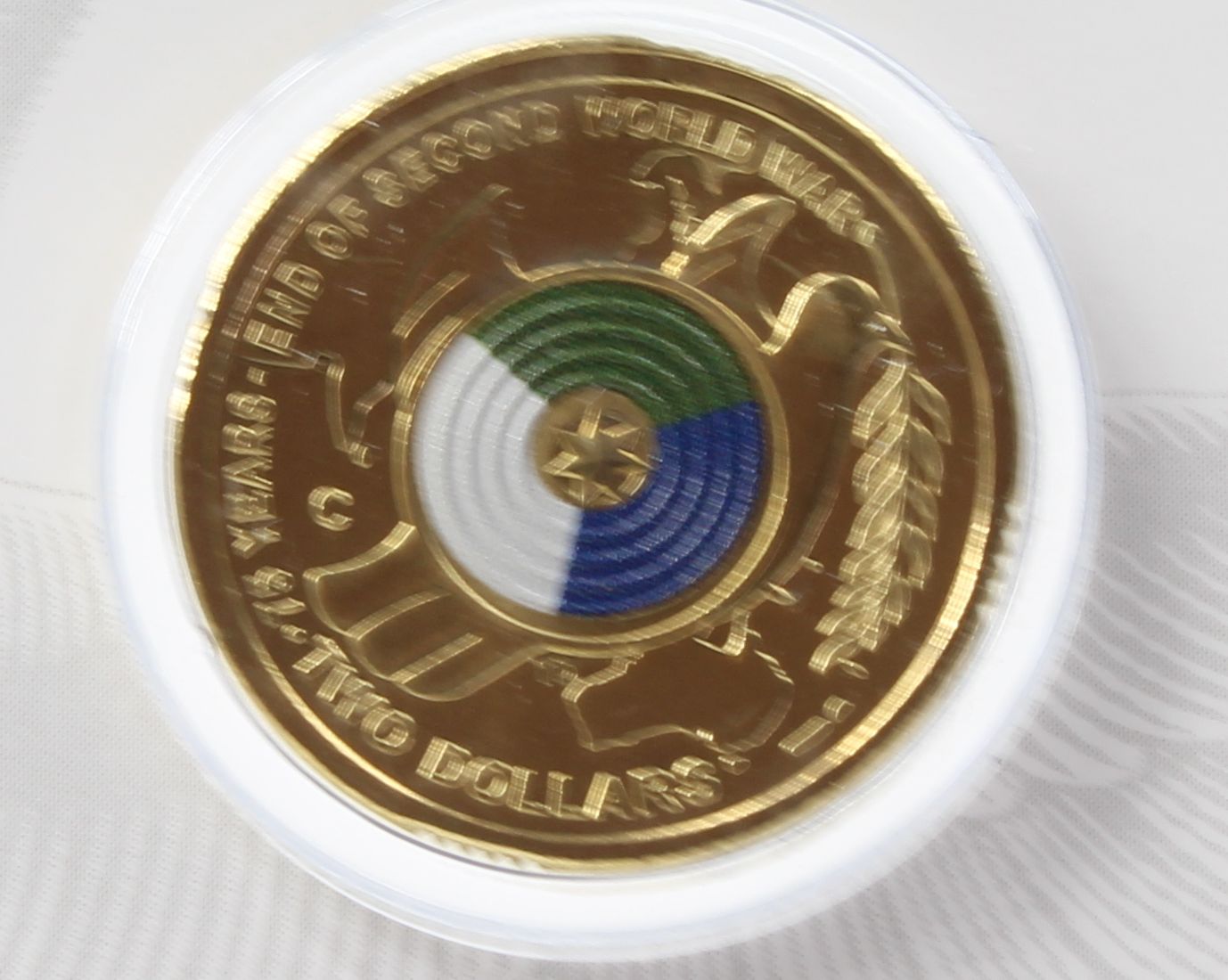 2020 Australia $2 End of The Second World War 'C' Mintmark Coloured Coin On Card