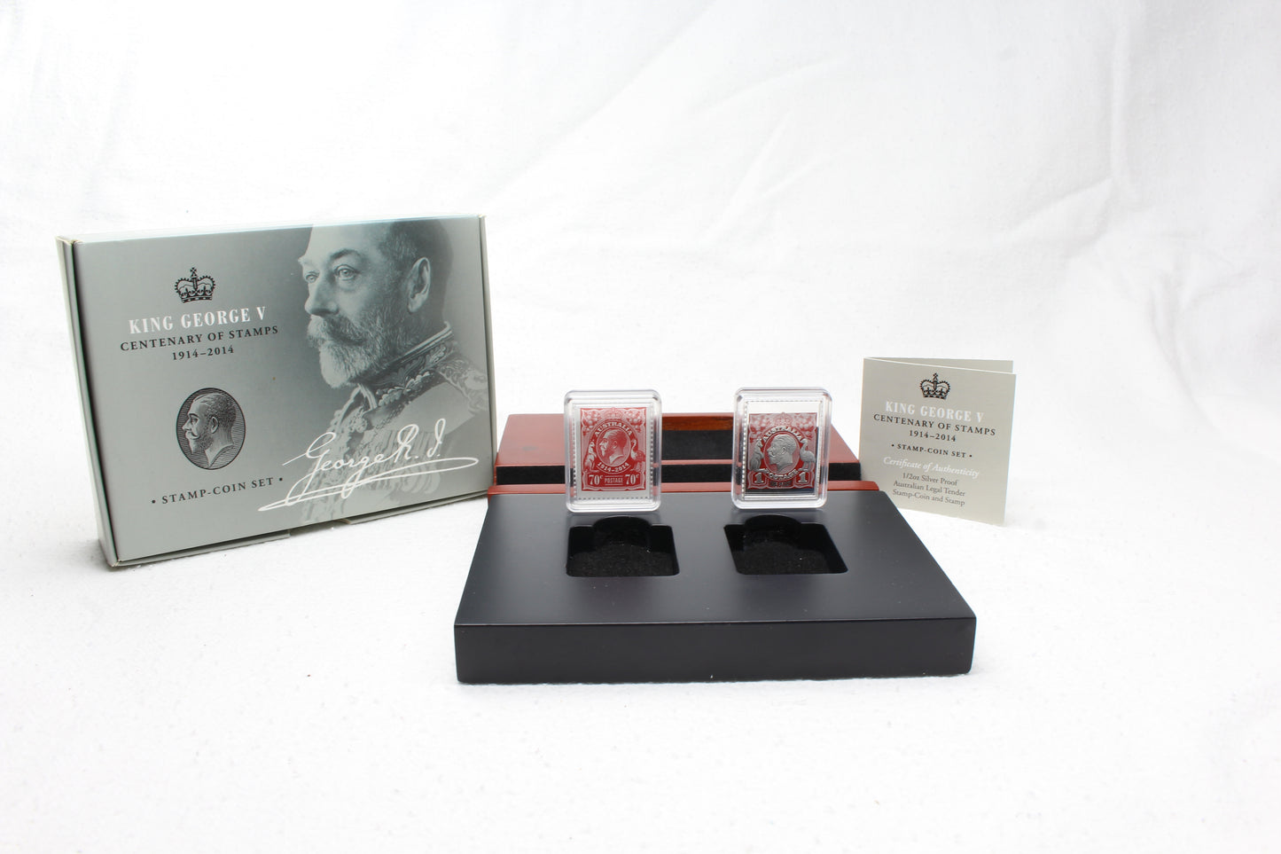 2014 King George V Centenary of Stamps 1/2oz Silver Proof Stamp & Coin Set