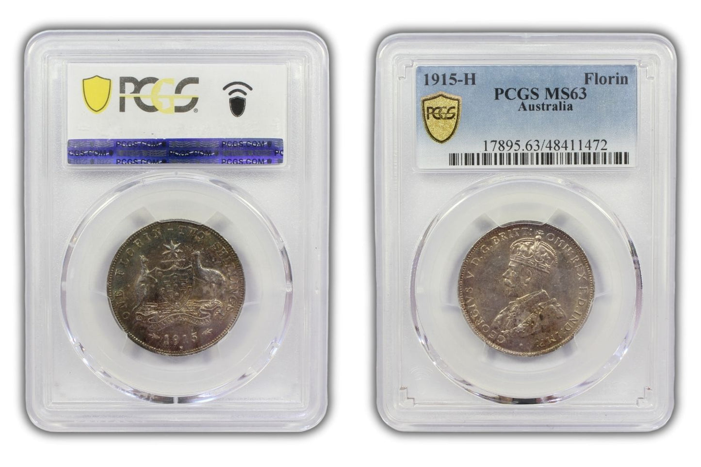 Australia 1915 H Florin Coin PCGS MS 63