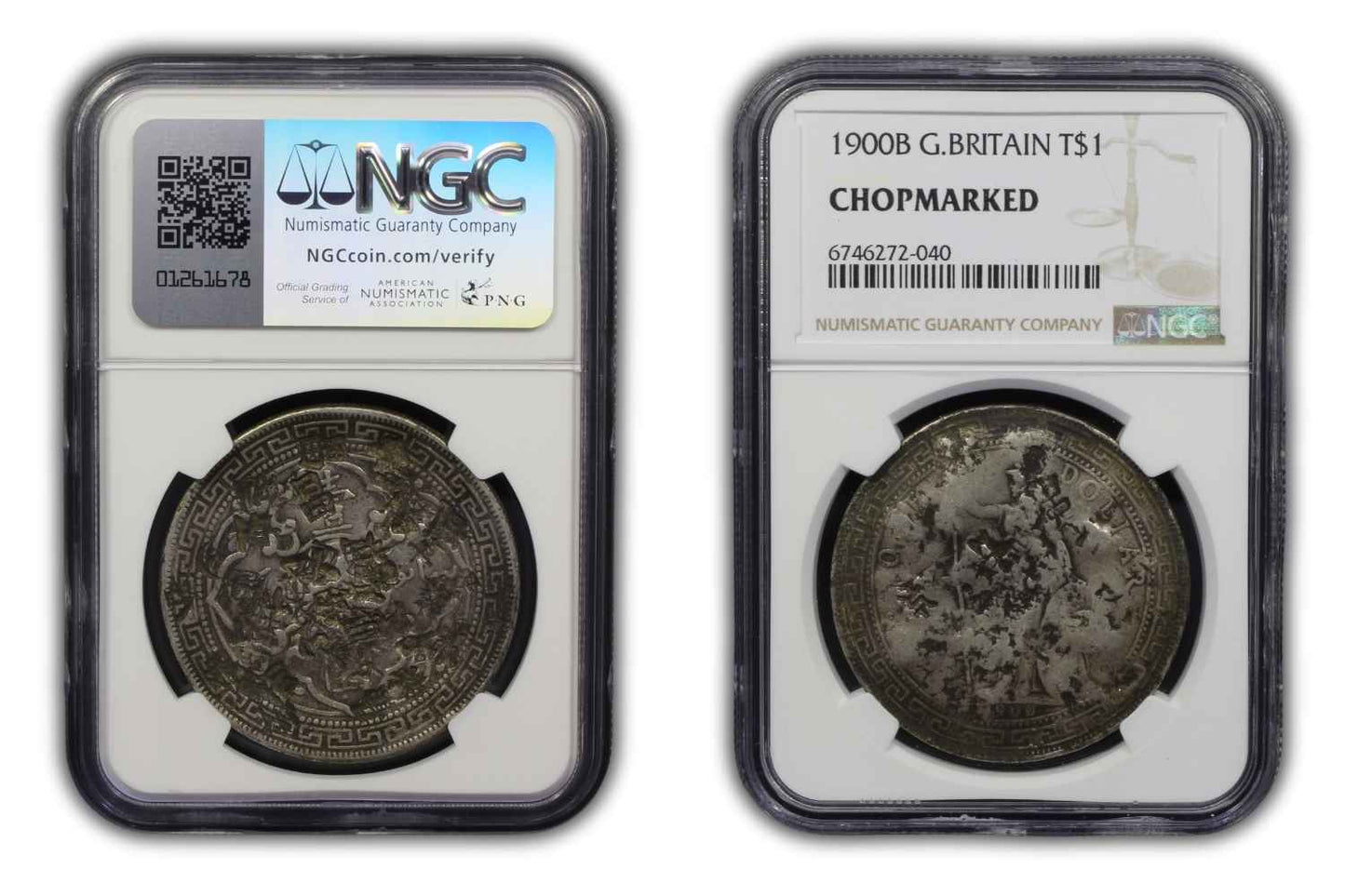1900 B Great Britain Silver Trade Dollar Coin NGC Chopmarked