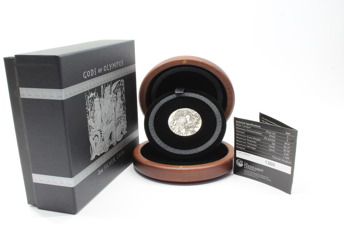 2014 Tuvalu $2 Gods of Olympus ZEUS Antiqued Silver 2oz Coin