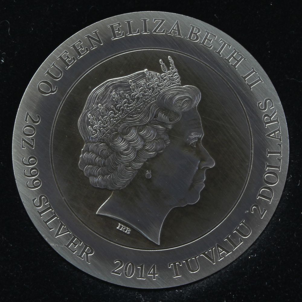 2014 Tuvalu $2 Gods of Olympus ZEUS Antiqued Silver 2oz Coin