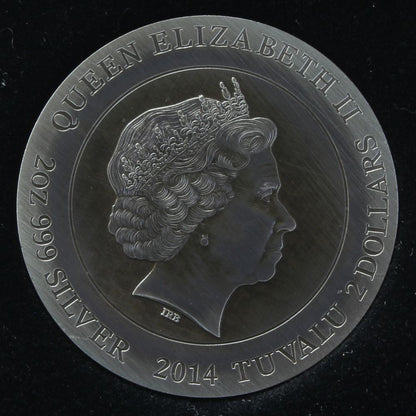 2014 Tuvalu $2 Gods of Olympus ZEUS Antiqued Silver 2oz Coin