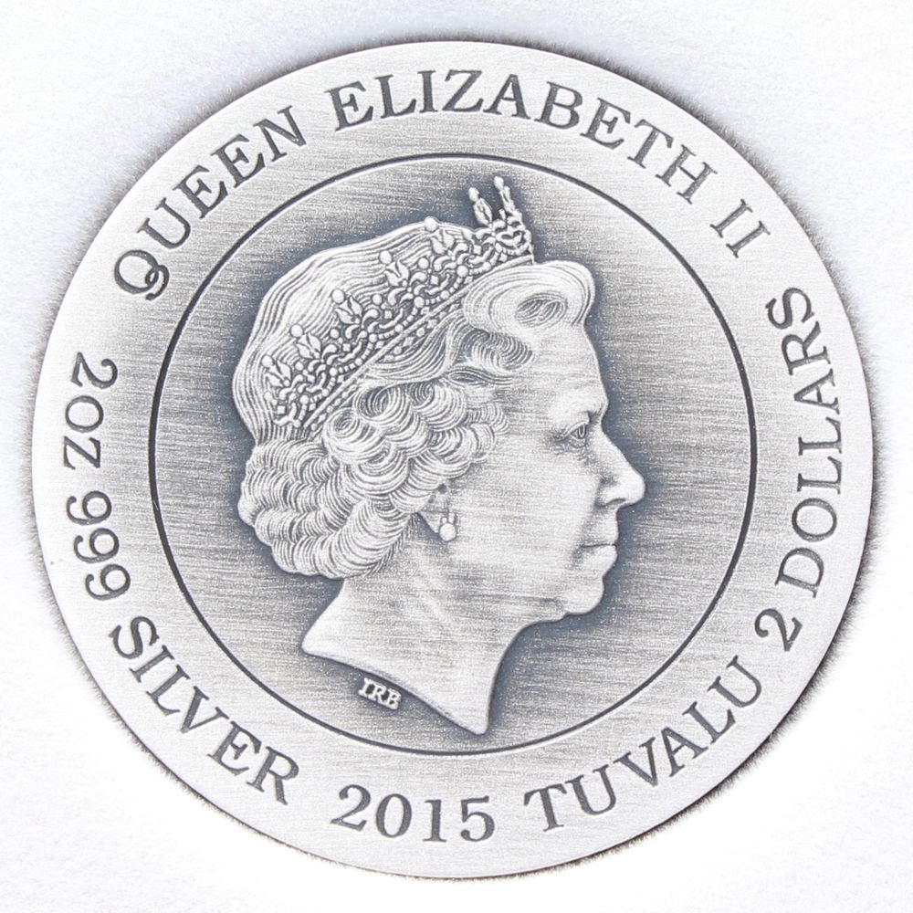 2015 Tuvalu $2 Goddess of Olympus ATHENA Antiqued Silver 2oz Coin