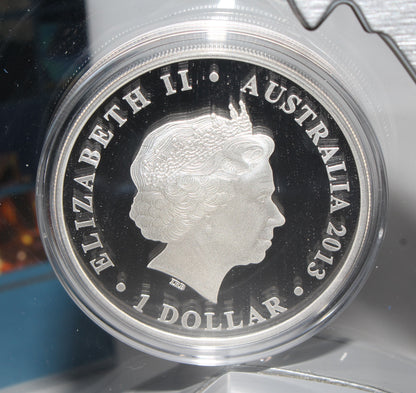 2013 Australia The Land Down Under Sydney Opera House 1 Dollar Silver Proof Coin