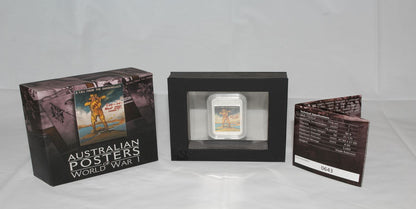 2014 $1 Australian Posters of WWI Enlistment 1oz Silver Proof Rectangle Coin