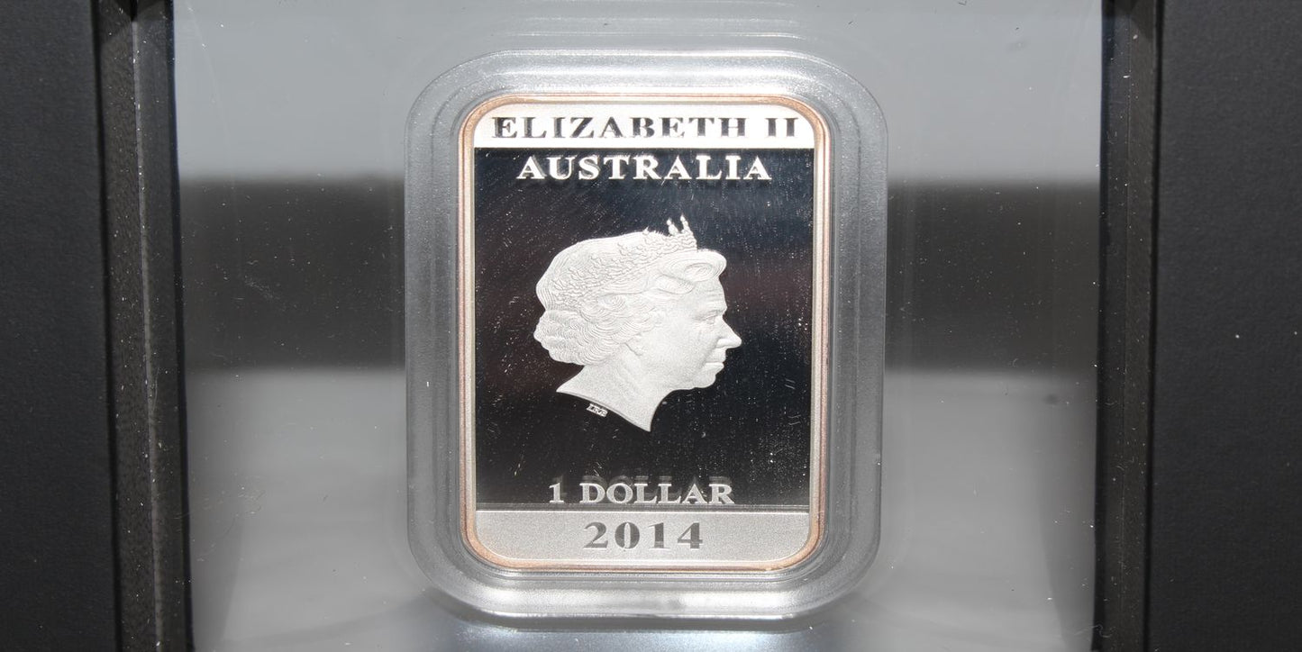 2014 $1 Australian Posters of WWI Enlistment 1oz Silver Proof Rectangle Coin