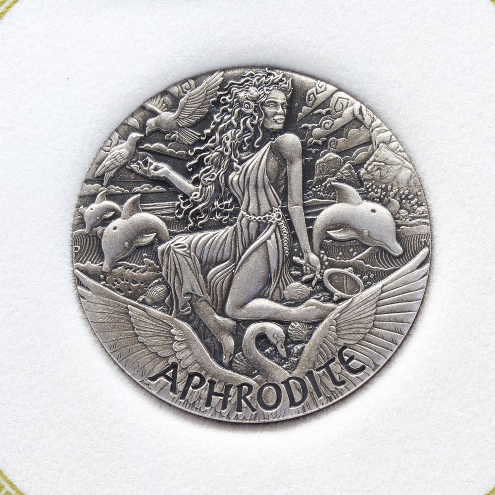 2015 Tuvalu $2 Goddess of Olympus APHRODITE Antiqued Silver 2oz Coin