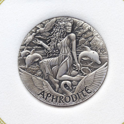 2015 Tuvalu $2 Goddess of Olympus APHRODITE Antiqued Silver 2oz Coin