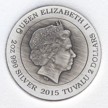 2015 Tuvalu $2 Goddess of Olympus APHRODITE Antiqued Silver 2oz Coin