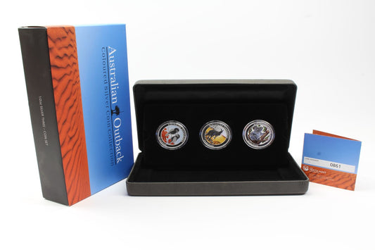 2013 Australian Outback Coloured Silver Coin Collection 1/2oz Three Coin Set