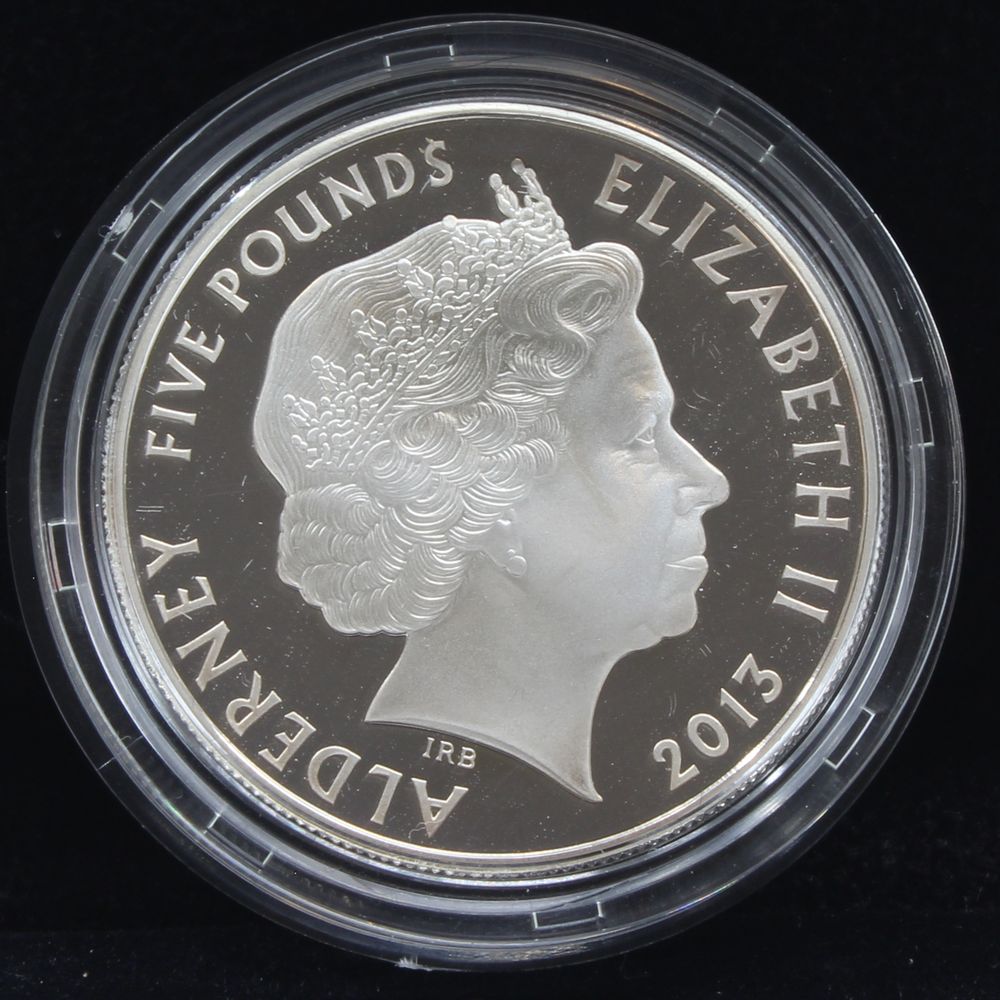 2013 UK 5 Pounds Remember Day Alderney Silver Proof Coin