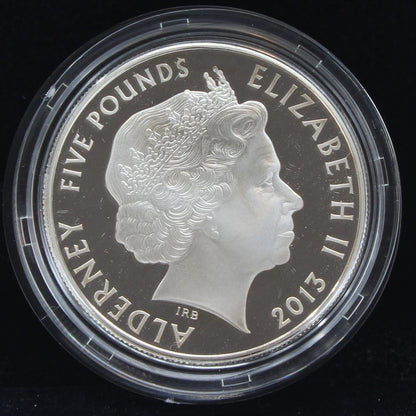 2013 UK 5 Pounds Remember Day Alderney Silver Proof Coin
