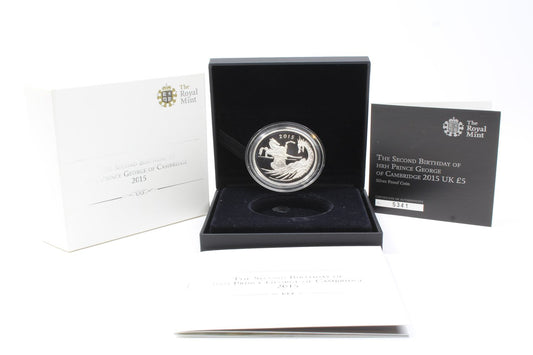 2015 UK Silver Proof 2nd Birthday of Prince George Five 5 Pound