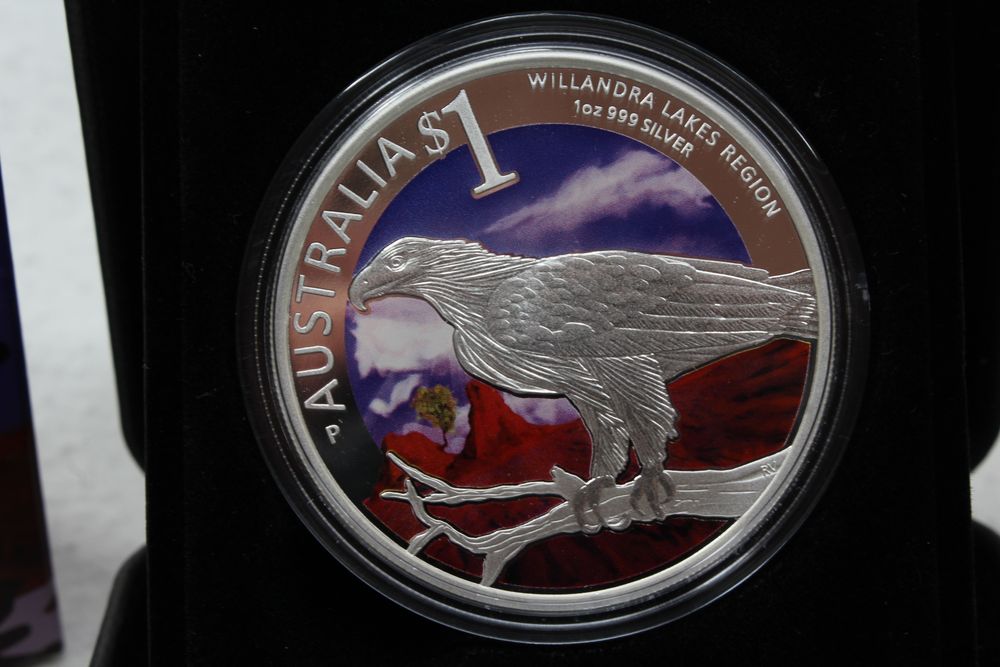 2013 Australia Silver 1 Oz $1 Proof Coin Sydney ANDA Show Willandra Lakes Eagle