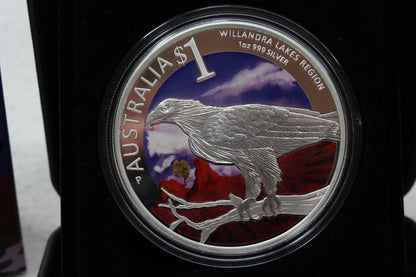 2013 Australia Silver 1 Oz $1 Proof Coin Sydney ANDA Show Willandra Lakes Eagle