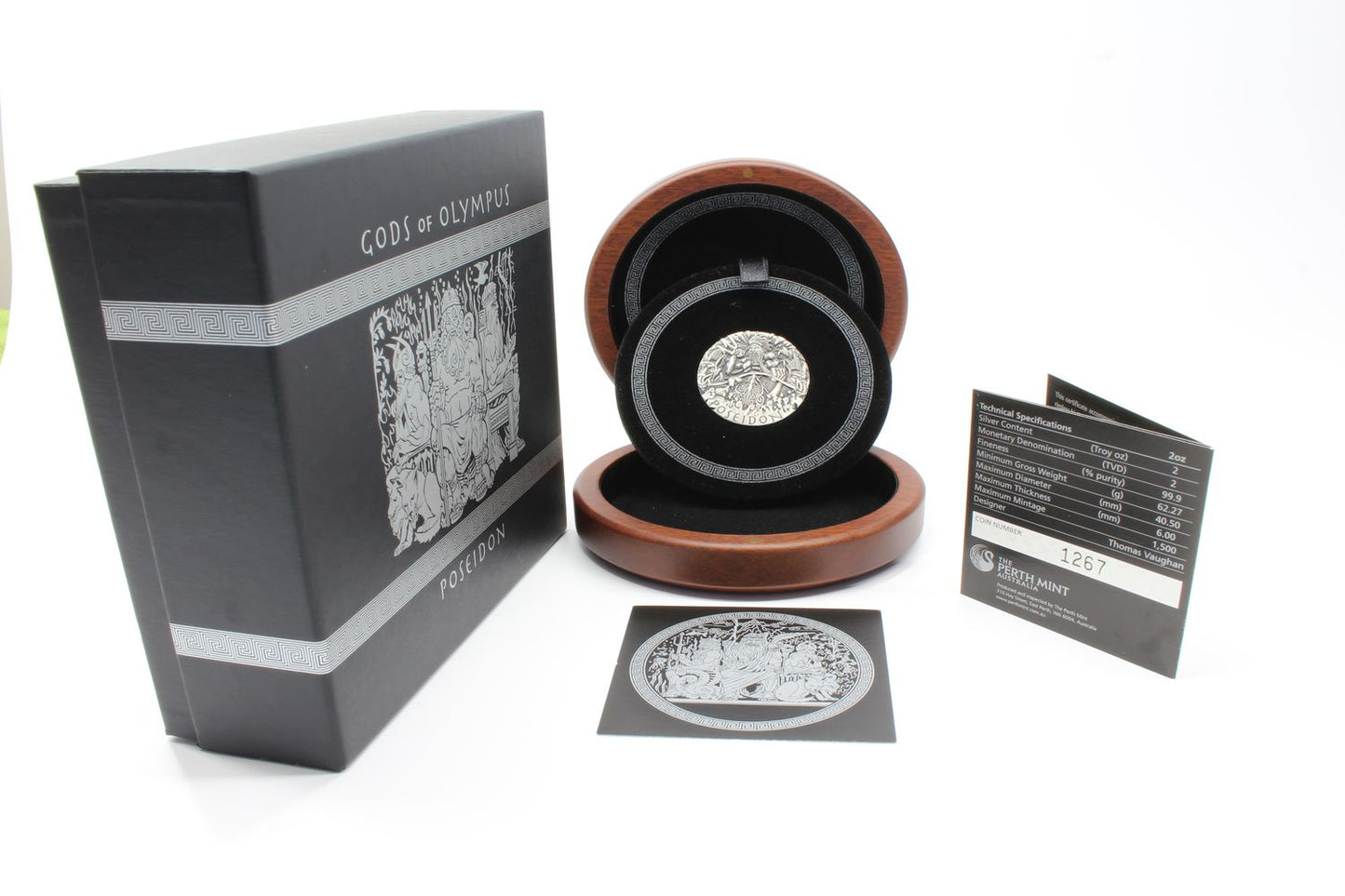 2014 Tuvalu $2 Gods of Olympus Poseidon Antiqued Silver 2oz Coin