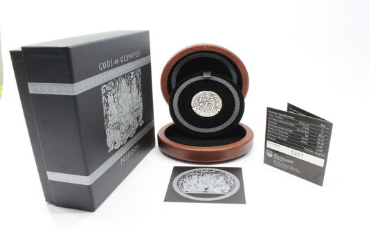 2014 Tuvalu $2 Gods of Olympus Poseidon Antiqued Silver 2oz Coin
