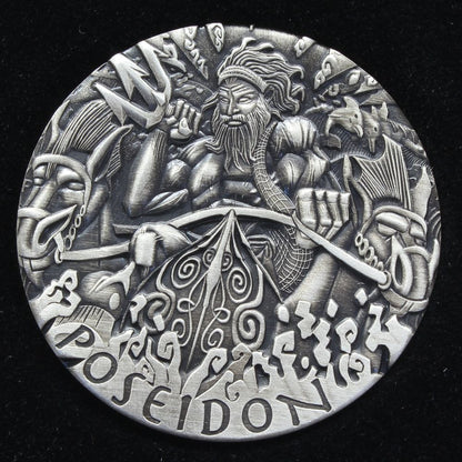 2014 Tuvalu $2 Gods of Olympus Poseidon Antiqued Silver 2oz Coin