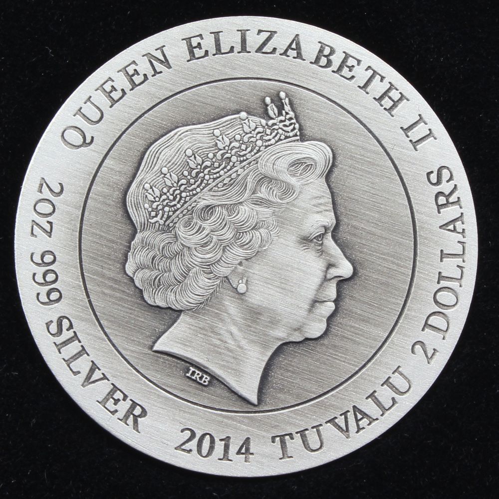 2014 Tuvalu $2 Gods of Olympus Poseidon Antiqued Silver 2oz Coin