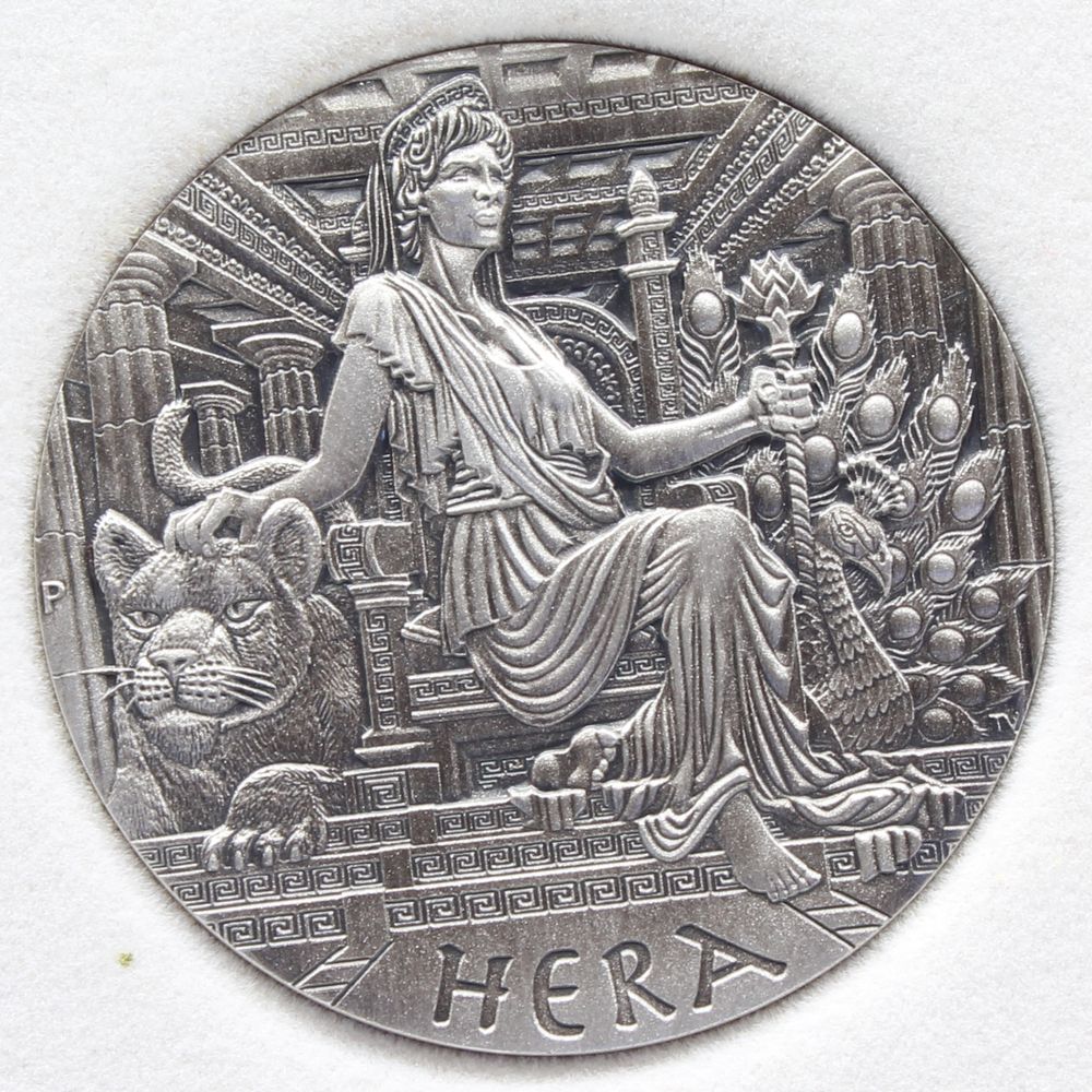 2015 Tuvalu $2 Goddess of Olympus HERA Antiqued Silver 2oz Coin