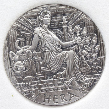 2015 Tuvalu $2 Goddess of Olympus HERA Antiqued Silver 2oz Coin